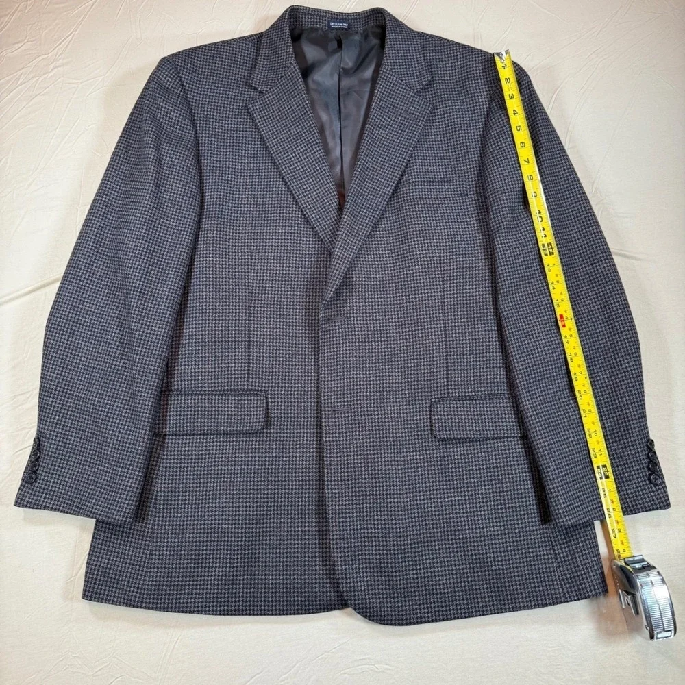 Meeting Street Mens Grey Houndstooth Lambswool Cashmere‎ Blazer Jacket 2 Button